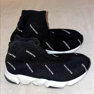 New Balenciaga Kids Unisex Sock Shoes Logo Black